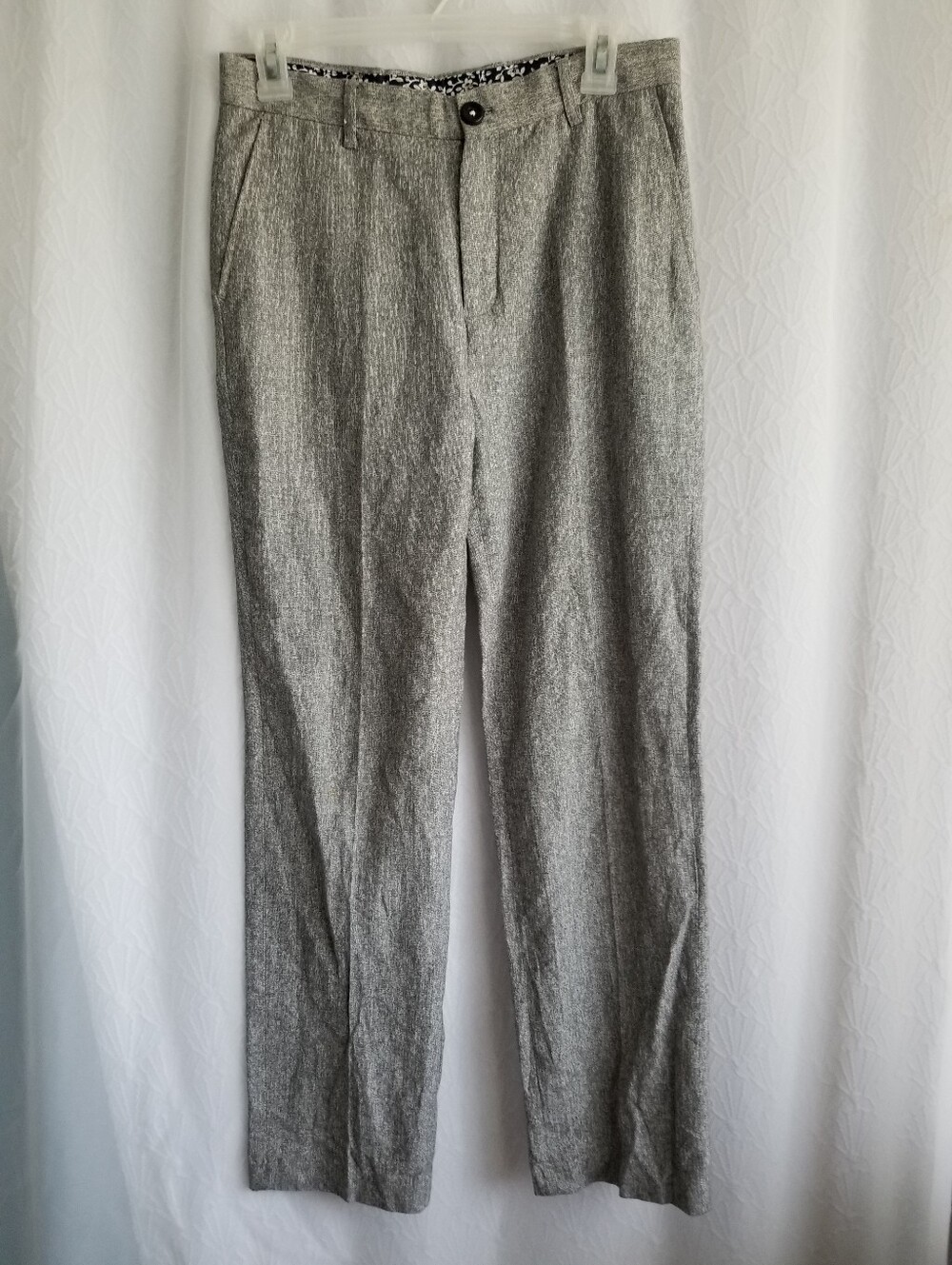 Isaac Mizrahi Linen Blend Gray High Rise Dress Pants Subtle Texture 16
